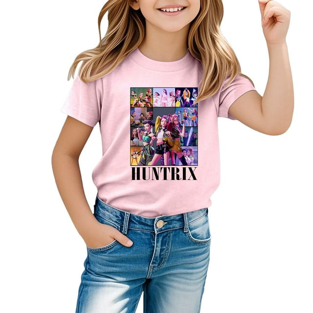 SgJHXb T-Shirts Décontractés à Manches Courtes pour Filles, Col Rond, Doux et Confortables, pour Usage Quotidien, pour Tout-Petits et Adolescentes, Tailles 8-9 Ans
