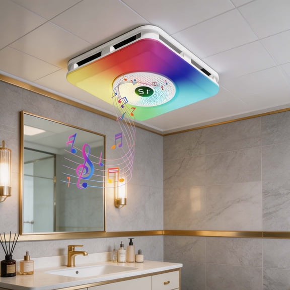 YOTREE Bathroom Exhaust Fan with Bluetooth Speaker, LED Light 7‑Color RGB & 3CCT Adjustable, 230 CFM Powerful Ventilation 1.5 Sones Quiet Bathroom Fan, Digital Display, Remote & Wall Switch Control