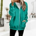 thumbnail image 6 of Duoif Womens Zip up Hoodies, Oversized Round Neck Sweatshirt - Women's Fall Winter Top Sweatshirt for Women Mint Green M, 6 of 9