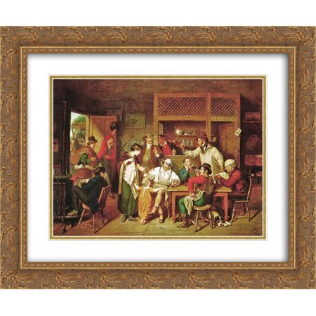 John Lewis Krimmel 2x Matted 24x20 Gold Ornate Framed Art Print 'In an