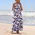 thumbnail image 4 of WTOBBY Women's Vintage Floral Print Summer Round Neck Sleeveless Beach Dress with Smocked Back and Elastic Waist for Resort Wear and Getaways,Dark Purple2XL, 4 of 5