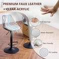 thumbnail image 4 of Modern Swivel Bar Stools Set of 3, Faux Leather Upholstered Counter Height Stools with Clear Acrylic Backrest, Adjustable Bar Stools for Kitchen Island (Grey-3, Set of 3), 4 of 16