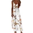 thumbnail image 2 of SMihono Robe Maxi Bohème d'Été pour Femmes Grande Taille Mode d'Été pour Femmes Imprimée à Col en V Sans Manches à Bretelles Robe Chandail Robe de Plage Évasée, 2 of 4