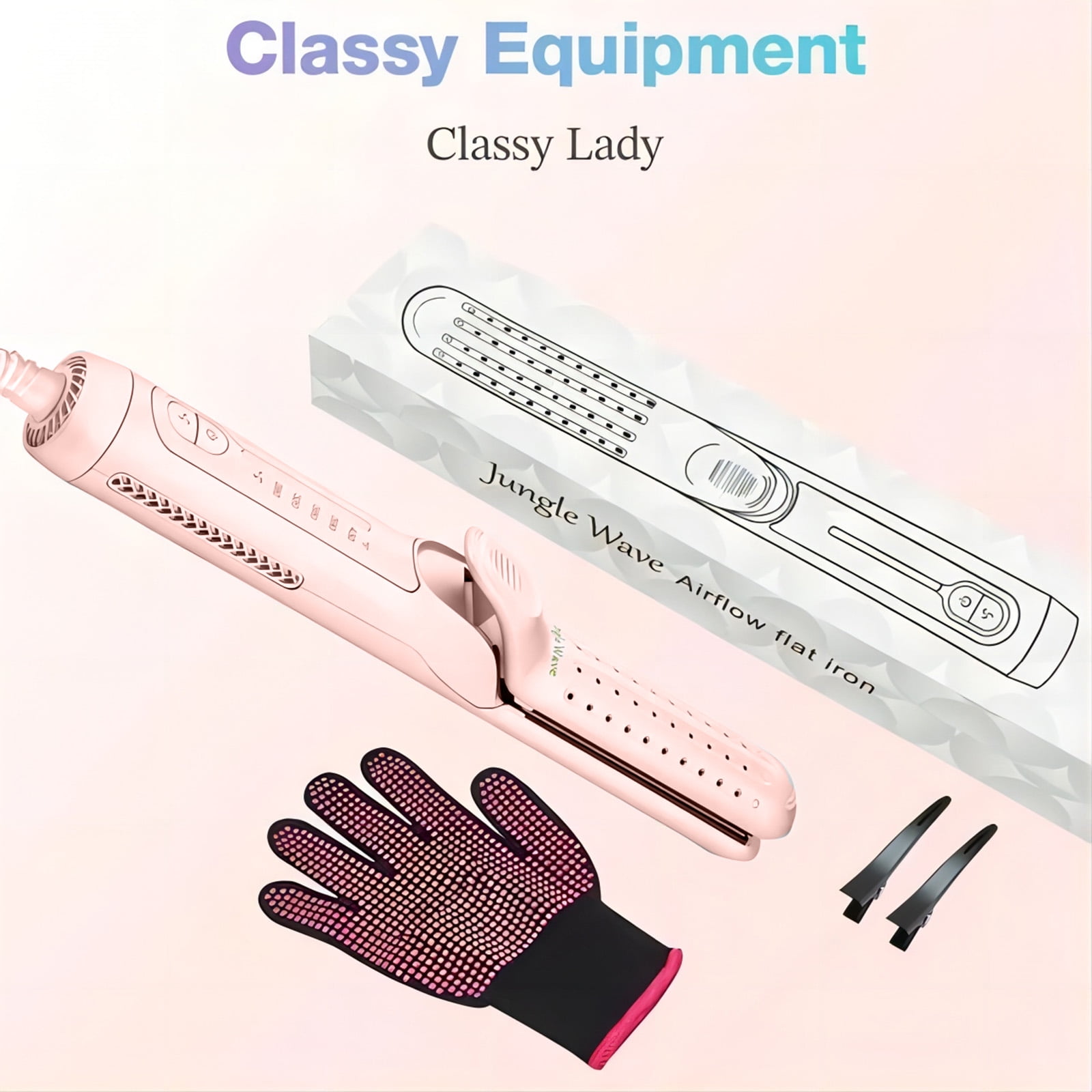 Flat Iron, Jungle Wave 2 in 1 Hair Straightener and Curling Iron, Ionic Ceramic Airflow Styler with 360° Cool Air, 1 inch, Pink