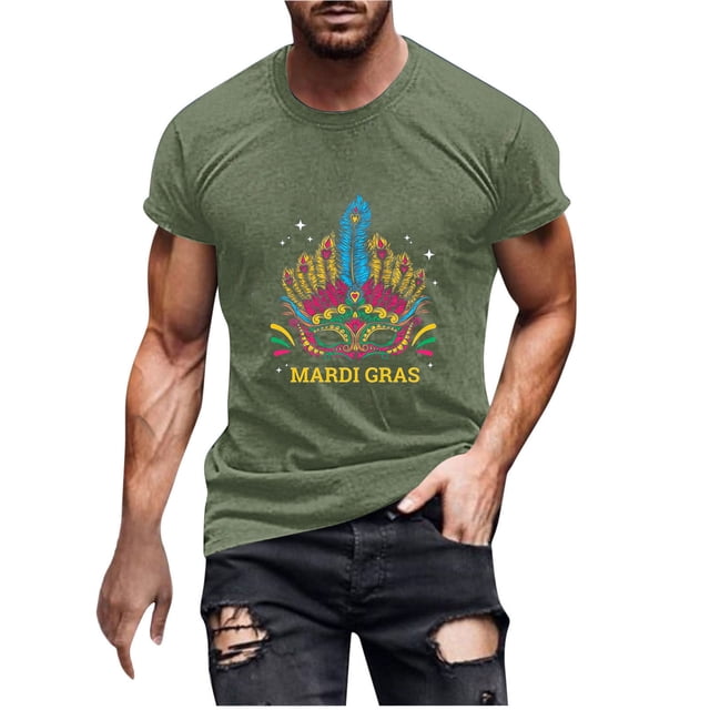 Camisa de Manga Larga Del Cuello Redondo Del Verano Del Carnaval Impresa de los Hombres, Suéter de Moda de Poliéster para el Uso Casual, Diario Y de Invierno