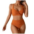 thumbnail image 3 of Linfrsh Women's Tummy Control Bikini Sets Twist Front Swimsuits High Waisted Bathing Suits Sexy Bikinis for Women Orange,XL, 3 of 7