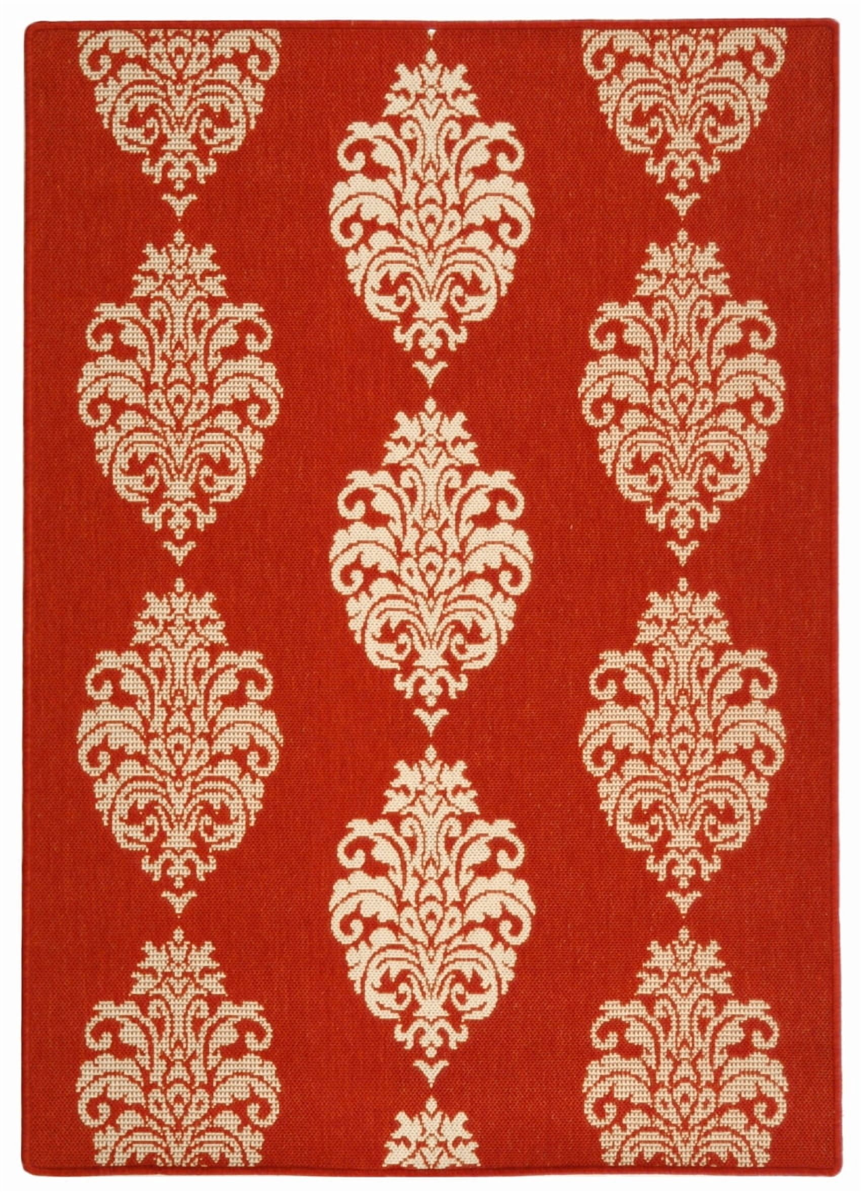 Safavieh Courtyard Jenny Medallion Indoor/Outdoor Area Rug, Red/Natural, 4' x 5'7"
