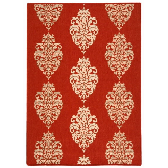 Safavieh Courtyard Jenny Medallion Indoor/Outdoor Area Rug, Red/Natural, 4' x 5'7"