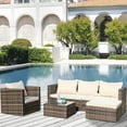 thumbnail image 2 of 4-Piece Patio Bistro Set, PE Rattan Wicker Patio Furniture Set, Outdoor Conversation Sets with Glass Coffee Table, Sectional Sofa Set for Backyard Porch Garden Balcony Lawn Poolside, Q13014, 2 of 11