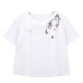 thumbnail image 6 of Women'S Embroidered Blouses，Cotton Linen Shirts For Women Cotton Boho Tops Linen Blouses For Women Beach Vacation Tshirts Lightweight Linen Blouses For Women Summer Linen Tops For Women, 6 of 9