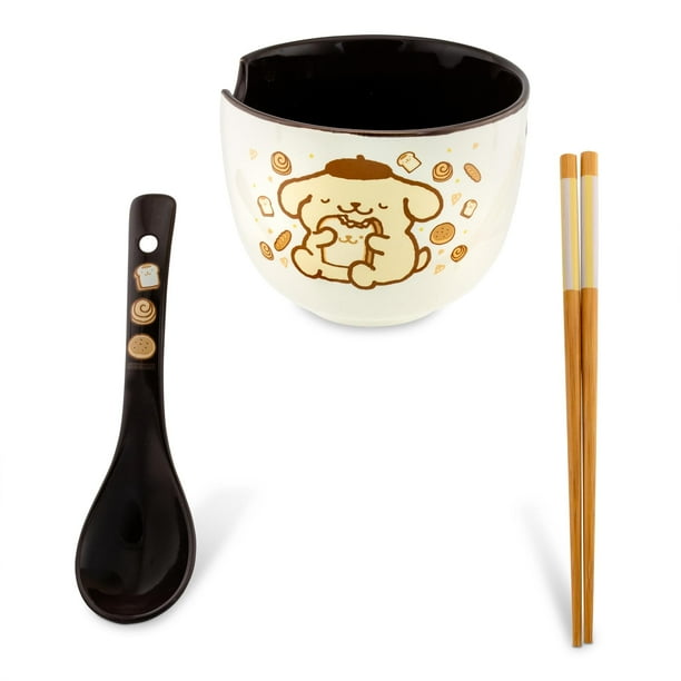 Set de cuencos para ramen Sanrio Pompompurin, 600 ml, con palillos y cuchara