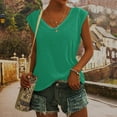 thumbnail image 2 of Women's Casual Solid V-Neck Short Sleeve Vest T-Shirt - Loose Fit Tank Top, 60% Polyester 35% Rayon 5% Spandex, 2 of 4