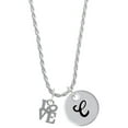 thumbnail image 1 of Delight Jewelry Silvertone Mini Love in Square Silvertone Script Initial Disc - C - Charm Necklace, 20"+3", 1 of 4