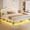 Beige, variant on Full Size Bed Frame with Adjustable Headboard, Princess Upholstered Platform Bed with LED Lights for Girls, Solid Wood Slats Support, No Box Spring Needed, Pink