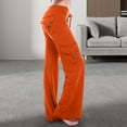 thumbnail image 2 of Women Casual Solid Button Micro Flare Pocket Drawstring Trousers Elastic Pants for Women Work Casual Womens Pants with Pockets Casual plus Size Casual Pants Suits for Women Casual Pants for Women with, 2 of 6