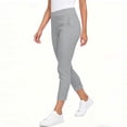 thumbnail image 5 of HongQid Women's Cropped Pants Elastic Waist Rolled Hem High Waisted Casual Work Petite Capri Trousers with Pockets, 5 of 7
