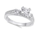 thumbnail image 4 of CHOOSE YOUR COLOR Clear CZ Round Solitaire Wedding Ring .925 Sterling Silver Band White Female Size 8, 4 of 4