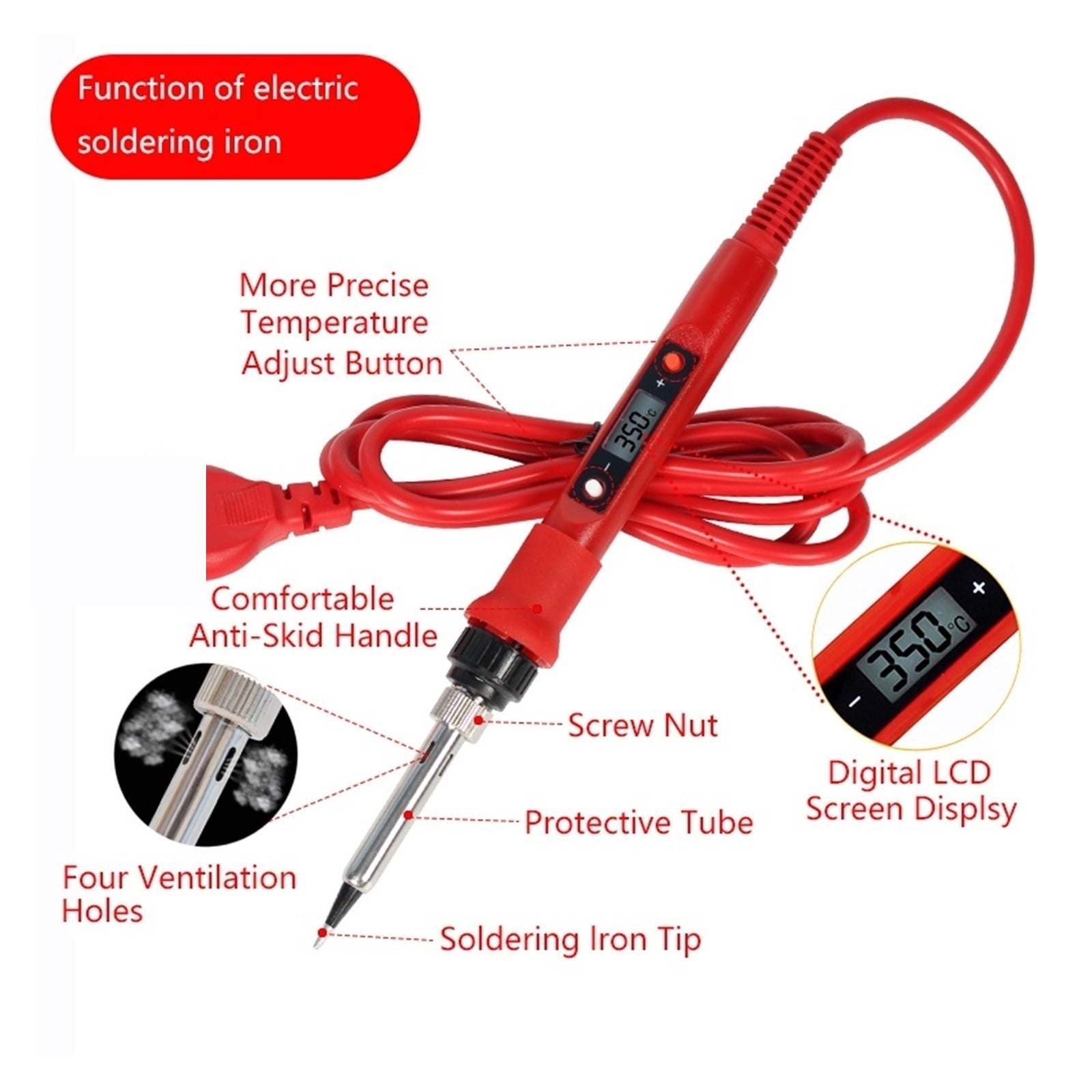 Soldering Iron Kit,80W Adjustable Temperature Soldering Iron Kit With ESD Heat Insulation Working Mat Welding Tool Kit ,Accurate Temperature Control