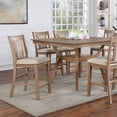 thumbnail image 2 of CoSoTower Transitional Set of 2 Counter Height Chairs Natural Tone and Beige Solid Wood Chair Padded Leatherette Upholstered Seat Kitchen Dining Room Furniture, 2 of 8