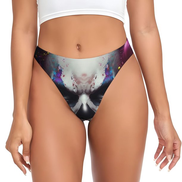 Fotbe Modern Abstract Colorful Skull C Tanga Sin Costuras para Mujer con Estampado – Panties Invisibles, Transpirables y Cómodos para Uso Diario-4X-Large
