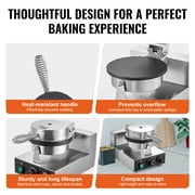 KFFKFF Electric Waffle Cone Maker, 1230W Commercial Ice Cream Cone Machine, Durable Non-Stick Stainless Steel, Adjustable Temp & Timer, with Handle, Ideal for Cafes, Bakeries, Home Use