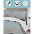 thumbnail image 4 of Quilts Full Size Bedding Set, Aqua Floral Lightweight Quilted Comforter, Modern Farmhouse Leaves Brown Striped Soft Reversible Bedspread Coverlet with Pillow Covers for All Season, 78" x 90", 4 of 7