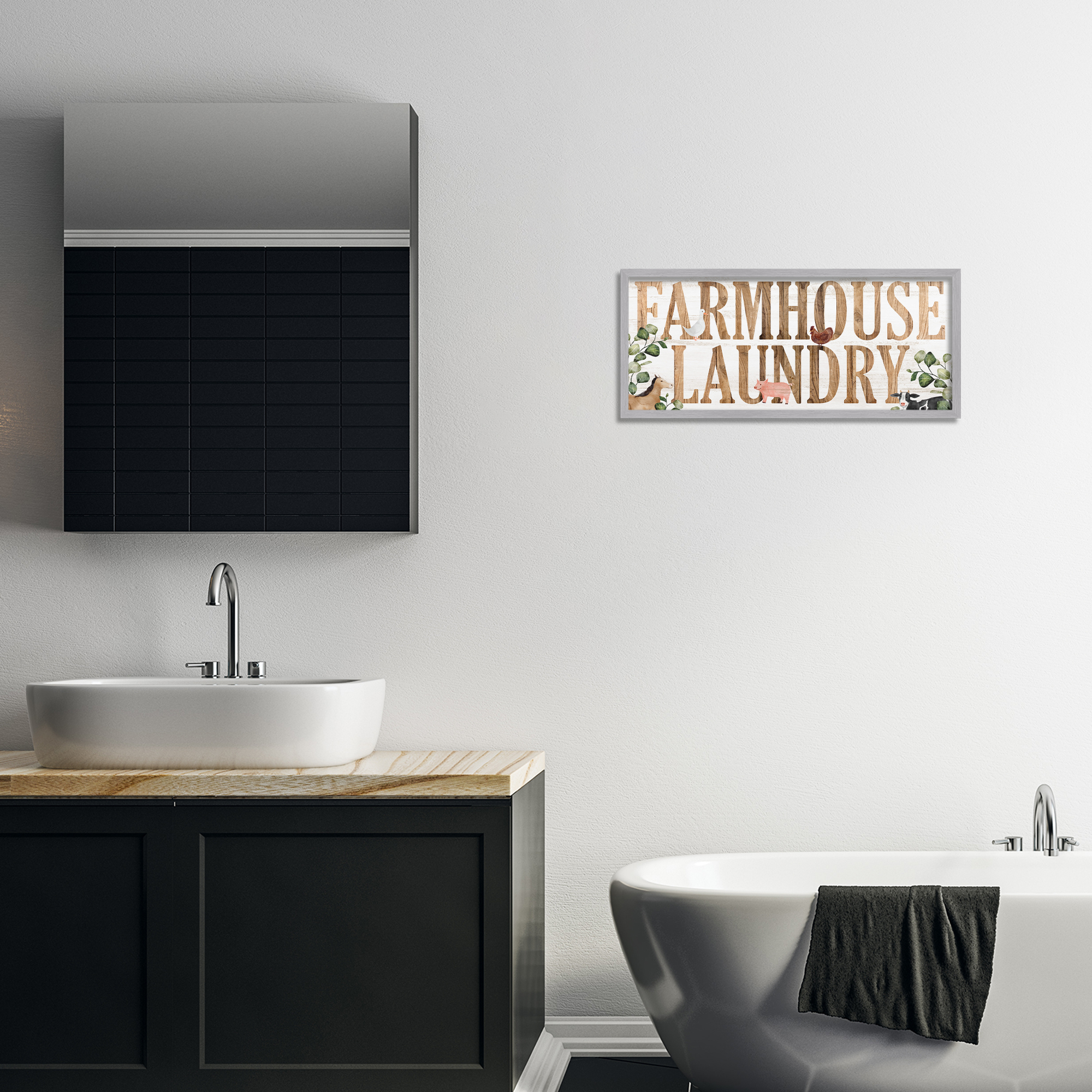 Rustic Farmhouse Laundry Gray Framed Giclee Art, design by Kim Allen