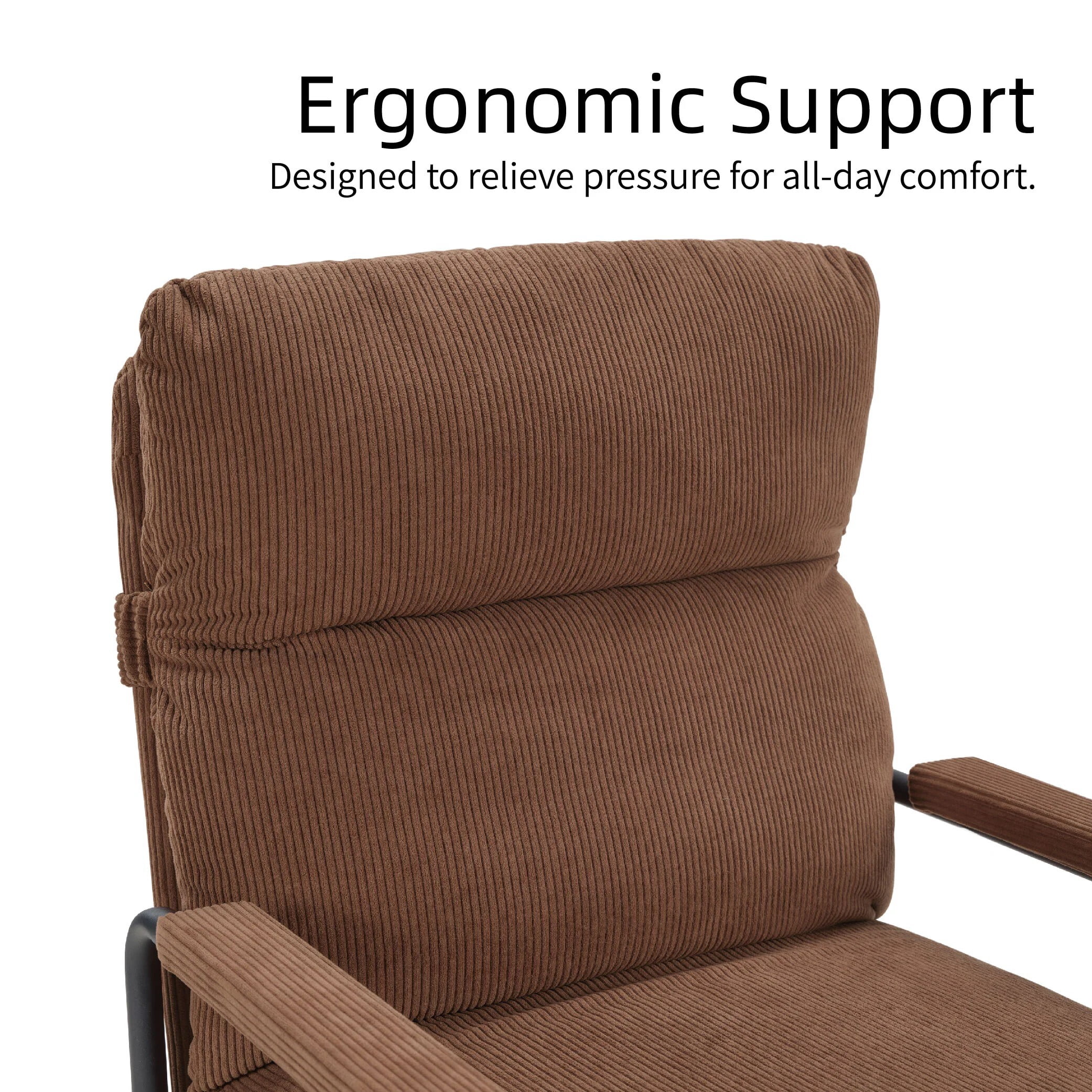 Avobird Modern Accent Chair for Living Room, Bedroom, Office, Vanity Chair with Adjustable Armrests & Removable Cushion, Brown