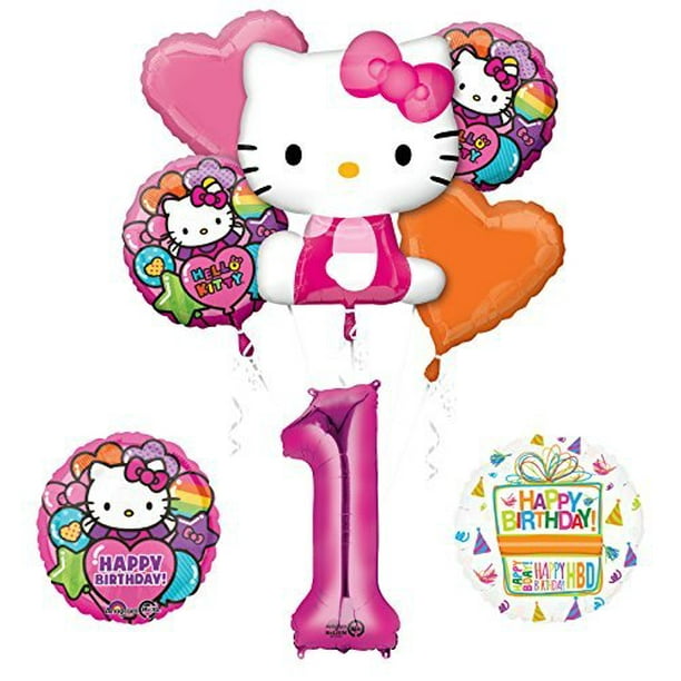 Hello Kitty 1st Birthday Party Supplies And Balloon Bouquet Decorations Walmart Com Walmart Com