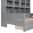 thumbnail image 5 of Euroco Wood Twin Size Platform Bed with Drawers, Captain Bed with Glass-Door Cabinets and LED Light, Gray, 5 of 18