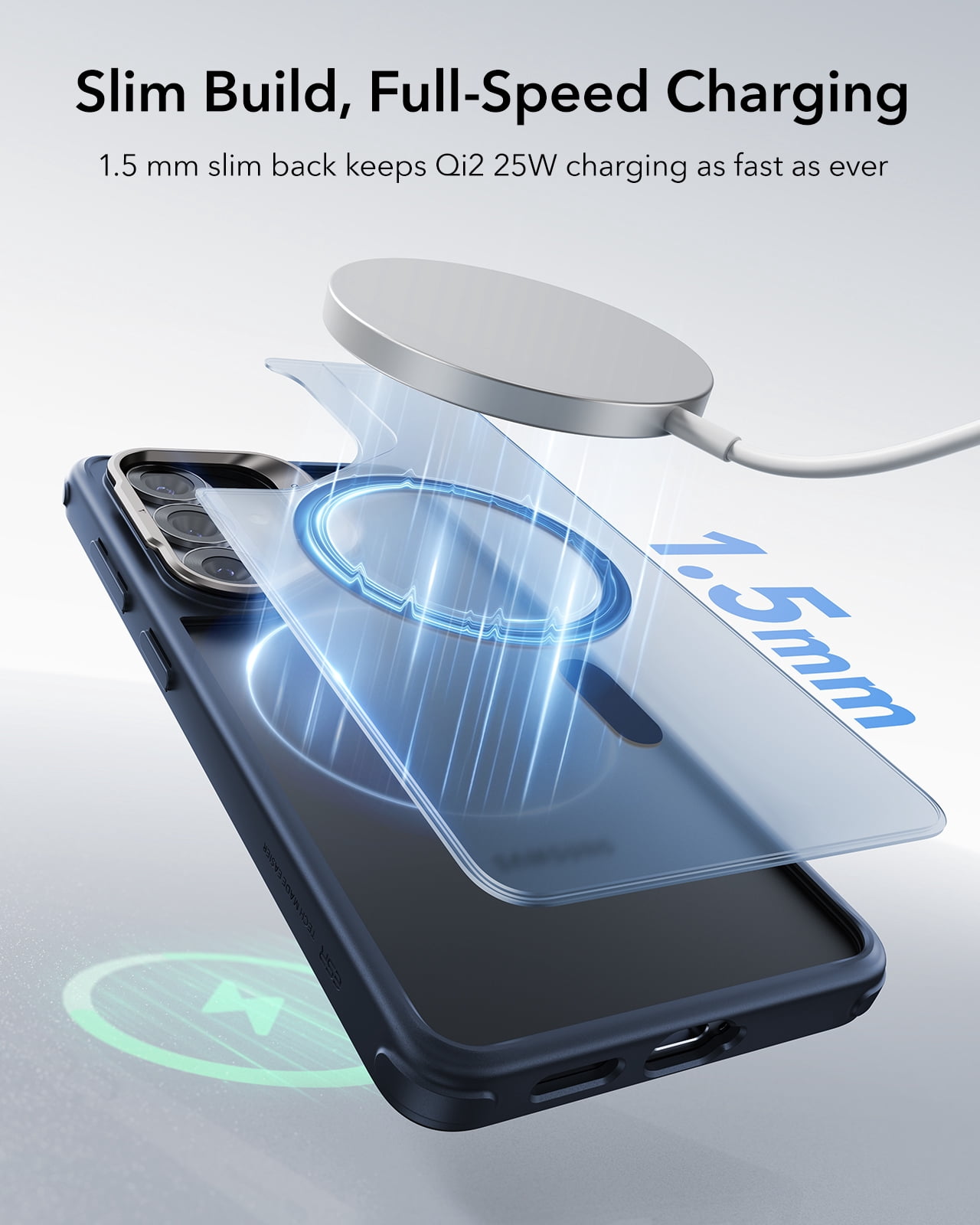 ESR Magnetic Case for Galaxy 2026 Plus Phone Case with Stash Stand, Compatible with MagSafe, Military-Grade Protection, Scratch-Resistant Back Cover, Frosted Blue