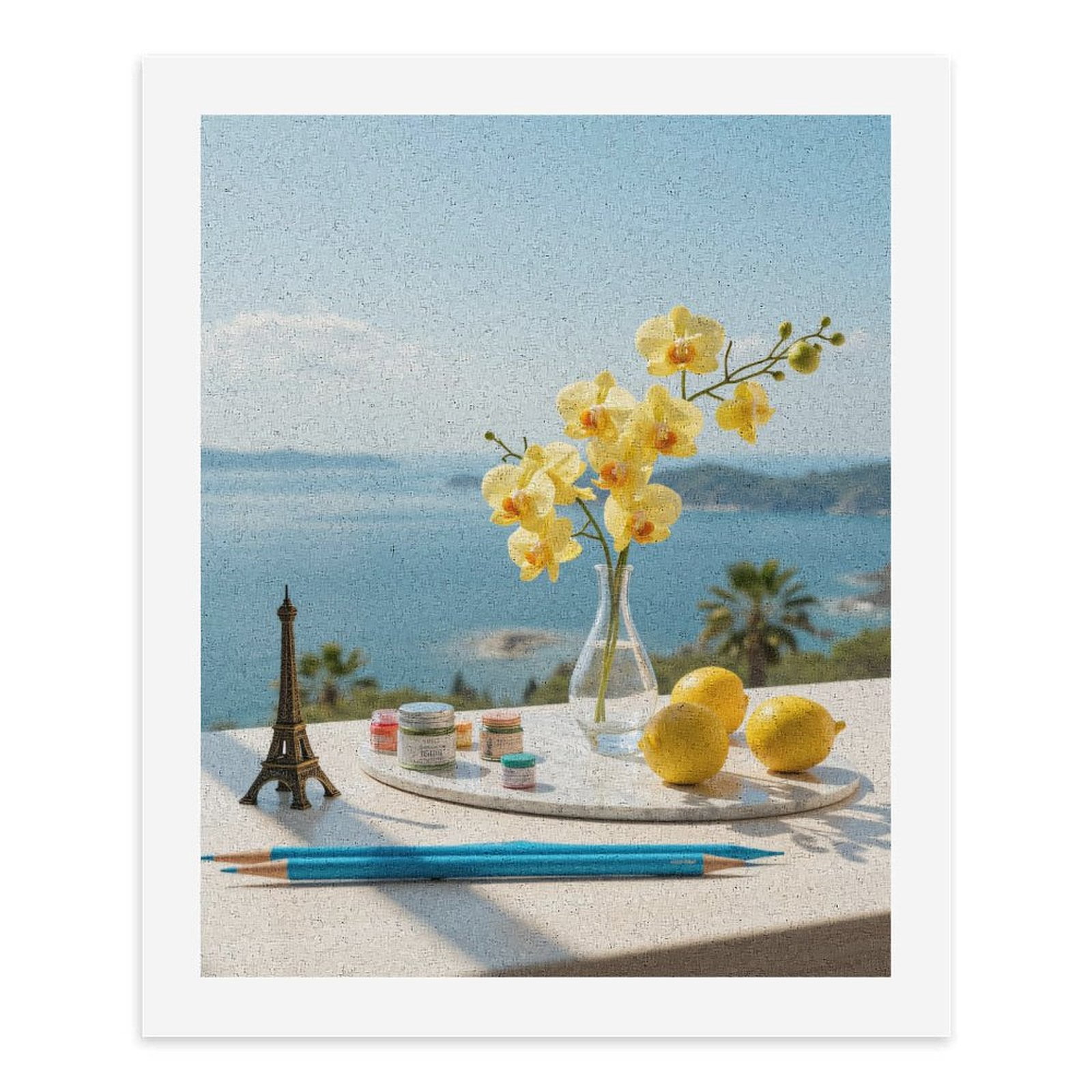 Paint By Numbers Kit for Adults Beginner - Yellow Orchid Lemons Art Supplies Ocean DIY Canvas Painting Kits for Adults, Frameless Paint By Number for Adults for Home Wall Decor 16x20 Inch