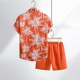 thumbnail image 5 of IWRICH Hawaiian Shirt Set for Men Short Sleeves Tropical Printed Shirts and Shorts 2 Piece Casual Button down Summer Beach Floral Outfits 18-Orange XL, 5 of 7