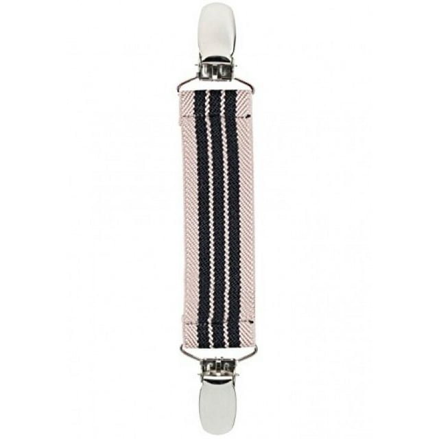 Elastic Scarf and Hat Clips Attacher with Extra Heavy Clips - Beige And Black Striped