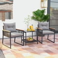 thumbnail image 6 of YYAo Outdoor Patio Furniture Set, Patio Conversation Sets,3 Pieces Patio Furniture Set with 2 Tier Coffee Table and Soft Seat Cushions-Gray, 6 of 9