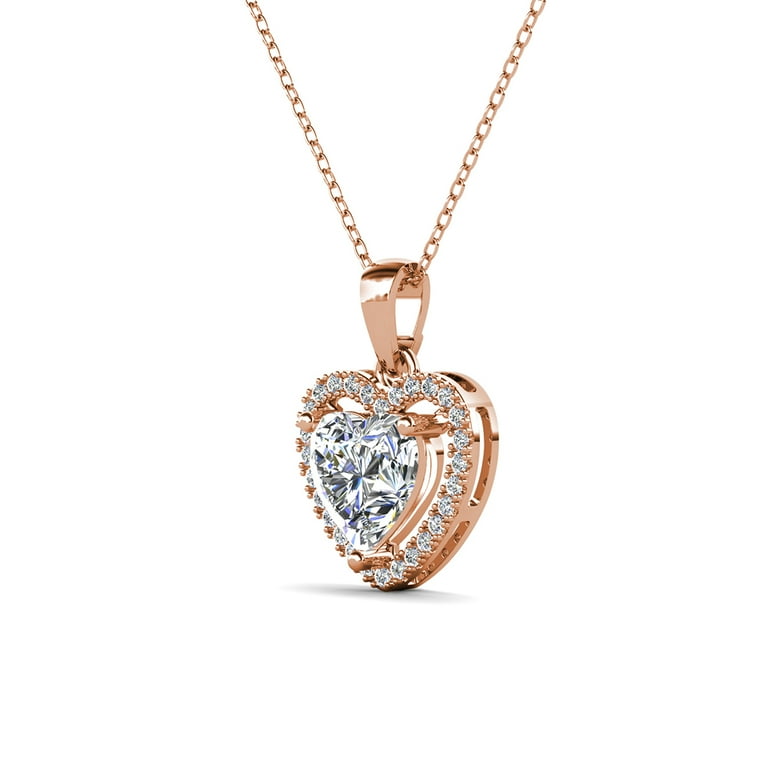 Cate & Chloe Amora 18k Rose Gold Heart Pendant Necklace with