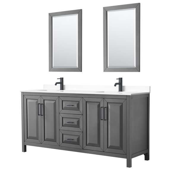 Wyndham Collection WCV252572DGBWCUNSM24 Daria 72" Free Standing Double Basin Vanity Set -