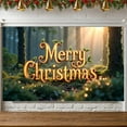 thumbnail image 5 of Red Curtain Christmas Banner Green Lettering Merry Christmas Banner Christmas Tree Decor String Lights Xmas Banner for Christmas Party Family Gathering Indoor Decor, 5 of 9