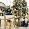 thumbnail image 2 of Sm:)e Merry Christmas Joy Xmas Trees Blue and Black Throw Pillow Covers, 18 x 18 Inch Christmas Winter Holiday Cushion Case Decoration for Sofa Couch Set of 4, 2 of 6