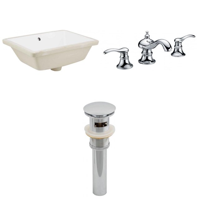18.25-in. W CUPC Rectangle Bathroom Undermount Sink Set In White - Chrome Hardware - Overflow Drain Incl. AI-12963