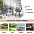 thumbnail image 5 of ASJMR 5 Pieces Patio Swivel Bar Set, Outdoor Metal Bar Stools for 4, High Top Table & Cushioned Chairs for Backyard, Poolside, Porch, Blue, 5 of 6