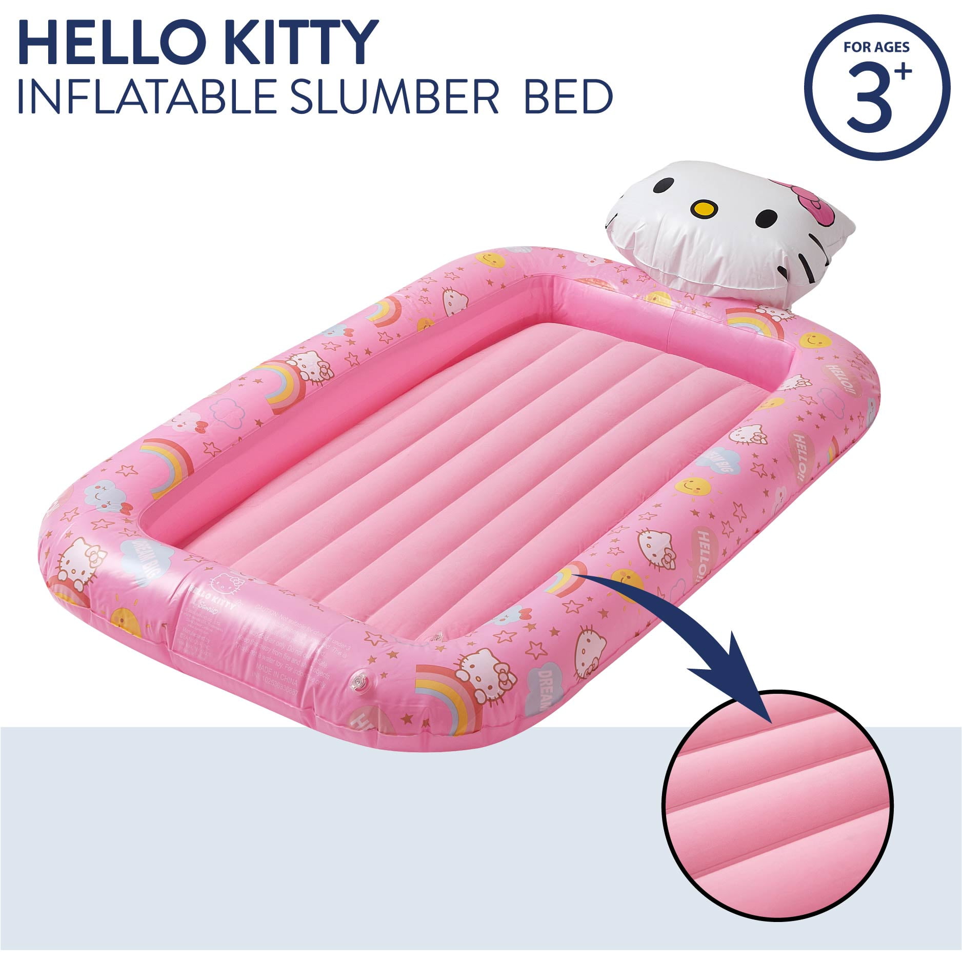 ハローキティのエアーベッドです。 Hello Kitty Inflatable Portable Kids Travel Bed - Walmart.com