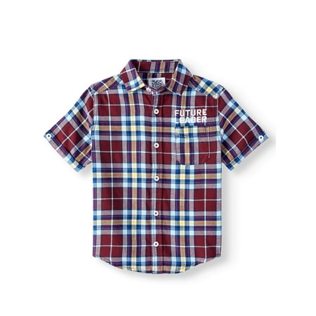 Little Me Plaid Dress Shirt - 365 Kids from Garanimals Short Sleeve Woven Plaid Shirt (Little Boys & Big Boys)