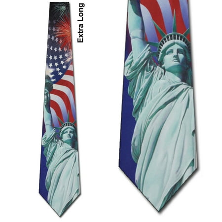 Liberty Vintage Tie - Statue of Liberty Extra Long Necktie Mens Tie by T