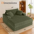 thumbnail image 3 of Brick Attic 53W" Sofa Bed, Oversized Corduroy Reclining Floor Sofa Bed, Wide Seat Sofa Couch with 2 Pillows, Adult Cozy Sleeper Sofa for Living Room Bedroom, Green, 3 of 6