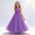 thumbnail image 2 of Makaor Flower Girl Dress for Weddings Toddler Embroidered Ruched Birthday Party Dresses Mesh Sleeveless Formal Dresses Empire Waist Maxi Ball Gown Dress, 2 of 6