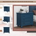 thumbnail image 5 of EUROCO 28'' Oversized Nightstand, Bedside Dresser End Table with Pull out Tray,3 Drawers, Rubber Wood Legs and Solid Frame for Living Room, Bedroom, Entryway, Blue, 5 of 8