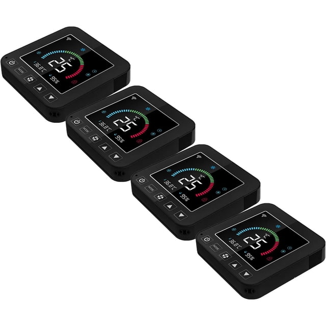 Controlador de Aire Acondicionado Wifi TuyCtrlBlack 4 Pzas LCD Negro Temp -10°C a 60°C Humedad 0 a 90%
