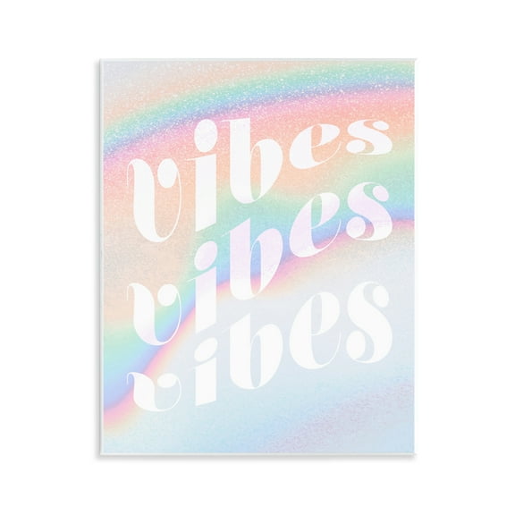Stupell Industries Vibes over Glam Rainbow Text & Numbers Painting Unframed Art Print Wall Art, 11 x 14