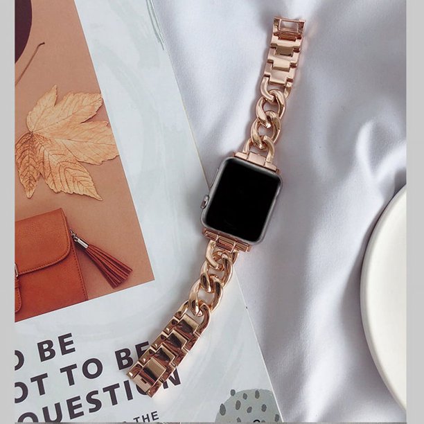 Adecuado para Apple 6 7 8 9 Generación Correa de metal Apple Watch Cadena de mezclilla de una sola fila Correa de acero Correa de metal